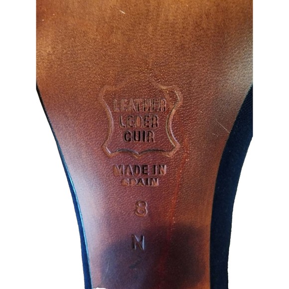 Vintage 80's Navy Pumps by Ramon Tenza RED Made in Spain Sz 8 Gold Cut Out Heel - Picture 6 of 8